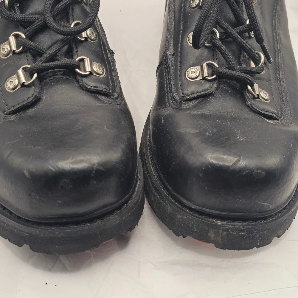 Harley-Davidson Leather Work Boots 11.5 Black Biker Motorcycle Y2K Grunge 91146